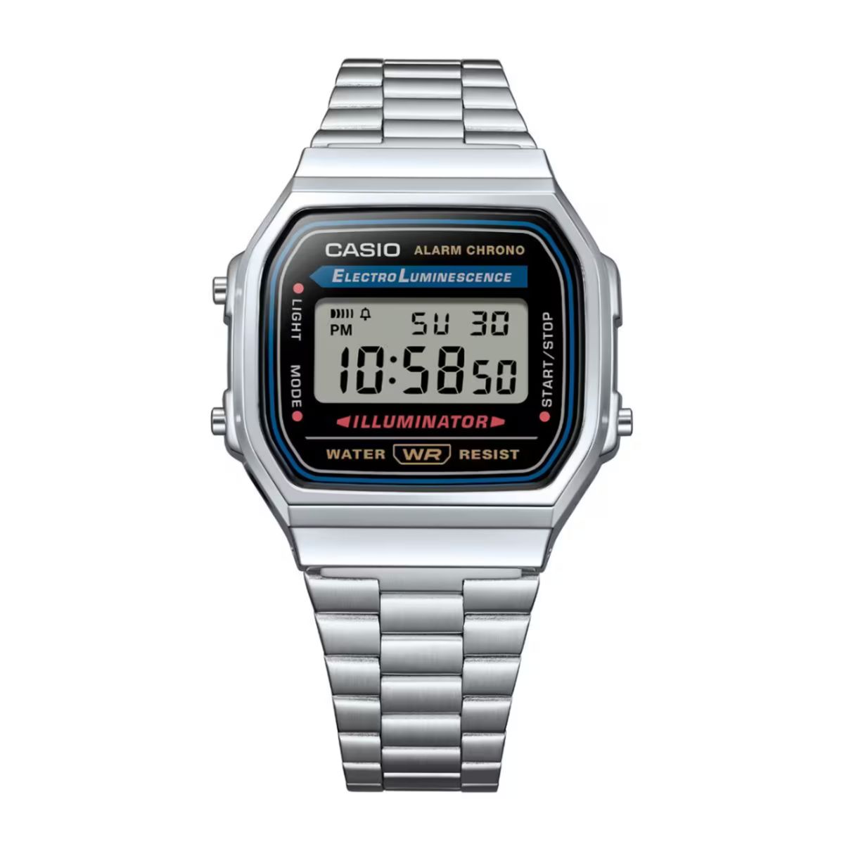 CASIO - RELOJ CASIO A168WA-1WDF ORIGINAL UNISEX PLATEADO ELEGANTE  CAS-147