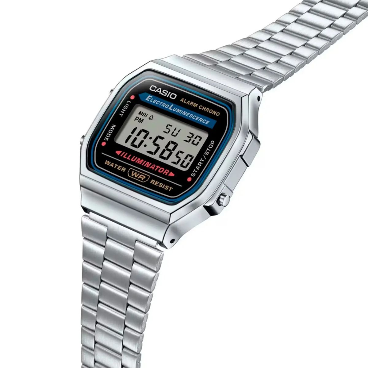 CASIO - RELOJ CASIO A168WA-1WDF ORIGINAL UNISEX PLATEADO ELEGANTE  CAS-147