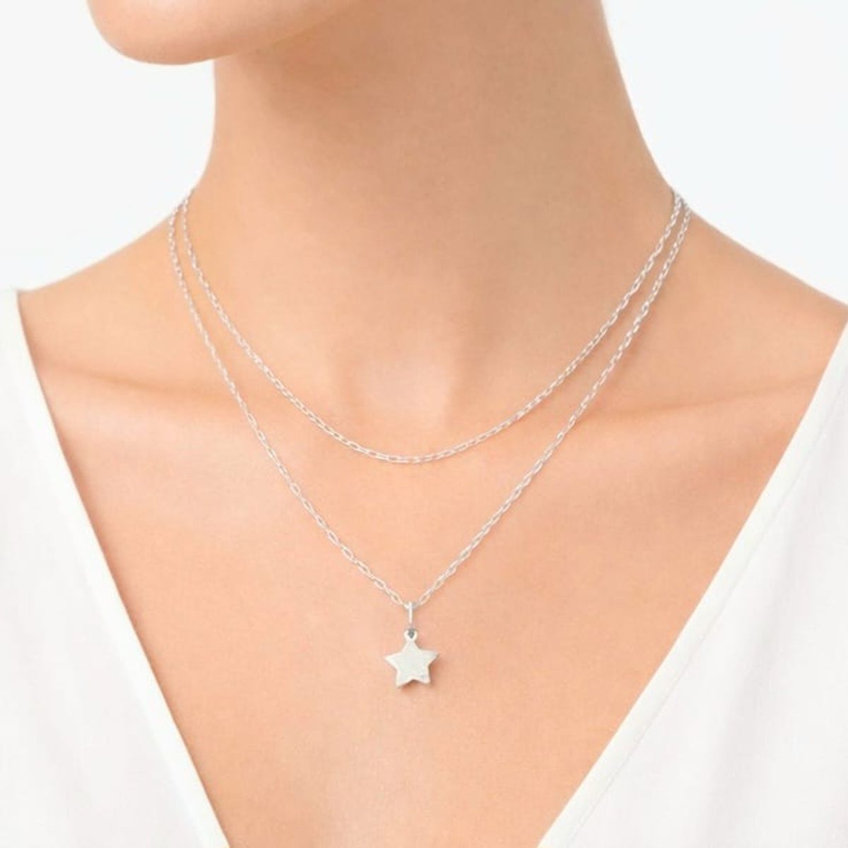 JOYERIA D'PILMER - GARGANTILLA DOBLE DE PLATA - ESTRELLA