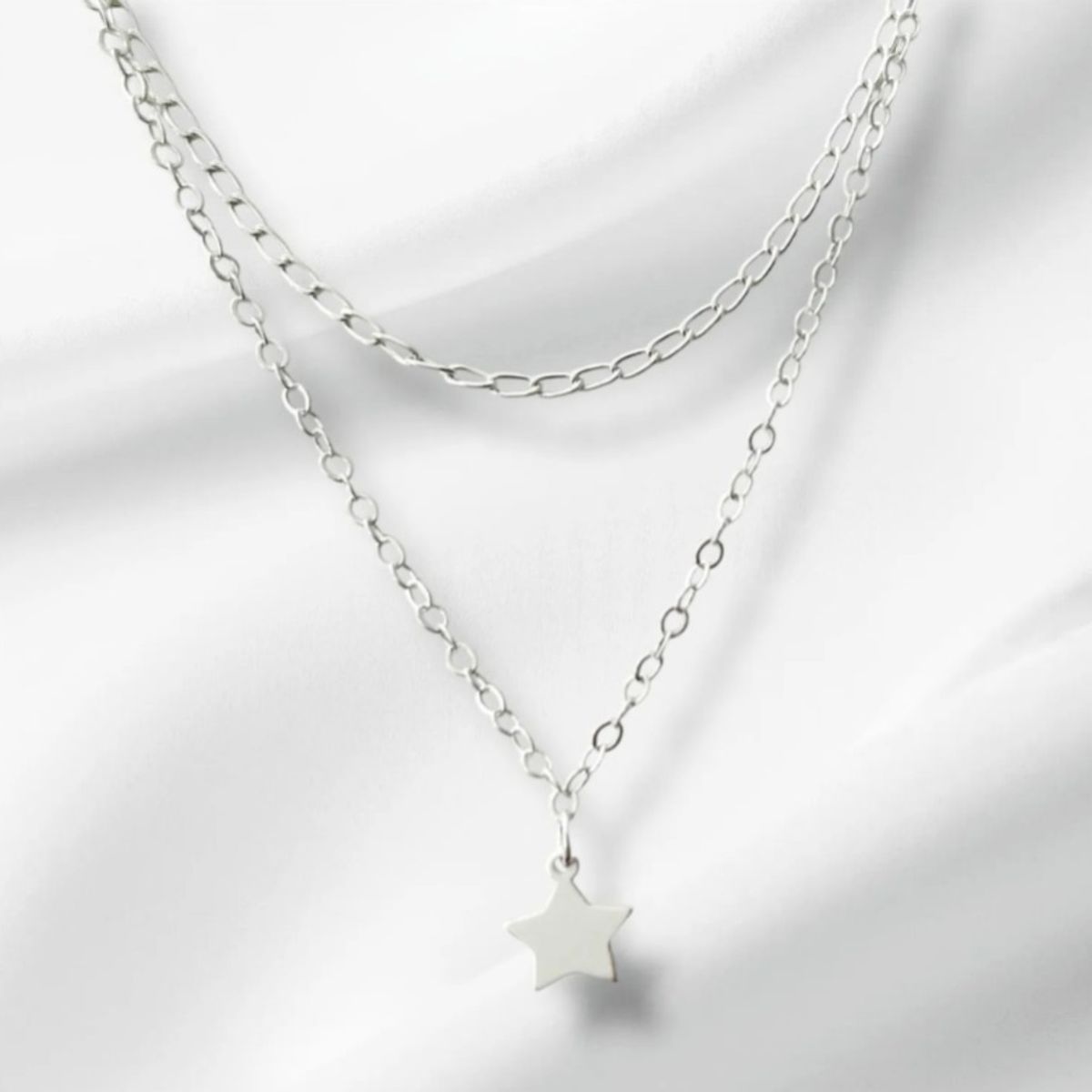 JOYERIA D'PILMER - GARGANTILLA DOBLE DE PLATA - ESTRELLA