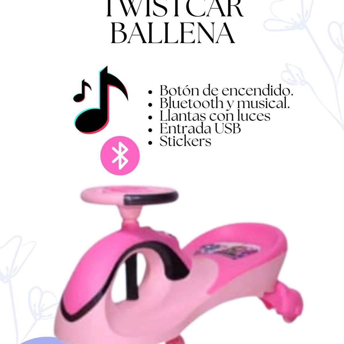 OKA - TWISTCAR BALLENA DE NIÑA - ROSADO Y NEGRO