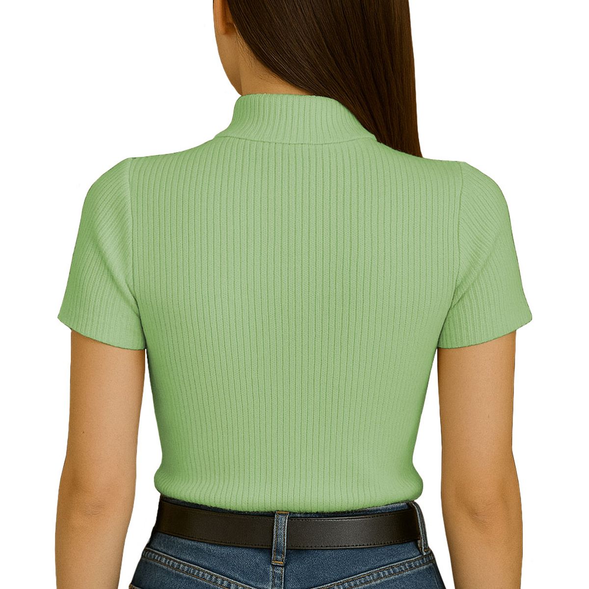 GENERICO - Polo Mujer Cafarena Manga Corta Sab 801-12 Rib Grueso Color Olivo