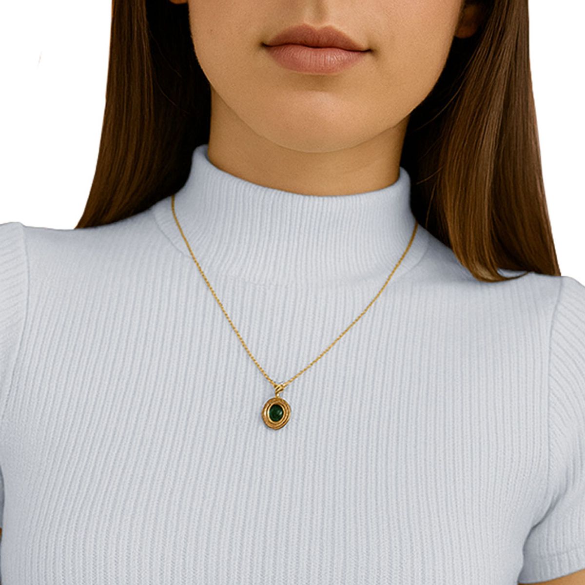 GENERICO - Polo Mujer Cuello redondo Manga Corta Sab 801-12 Rib Grueso Color Perla