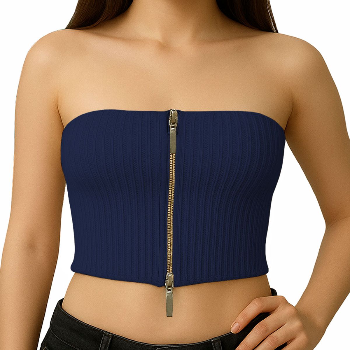 GENERICO - Top Strapple Doble Cierre 474G Lid-10 Hilo Tacto Color Azul