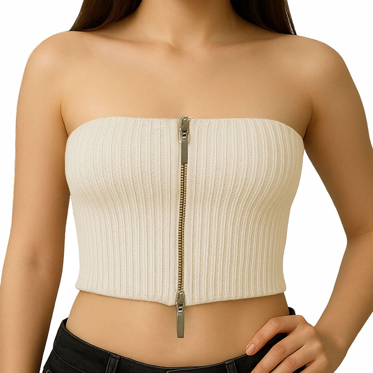 GENERICO - Top Strapple Doble Cierre 474G Lid-10 Hilo Tacto Color Perla