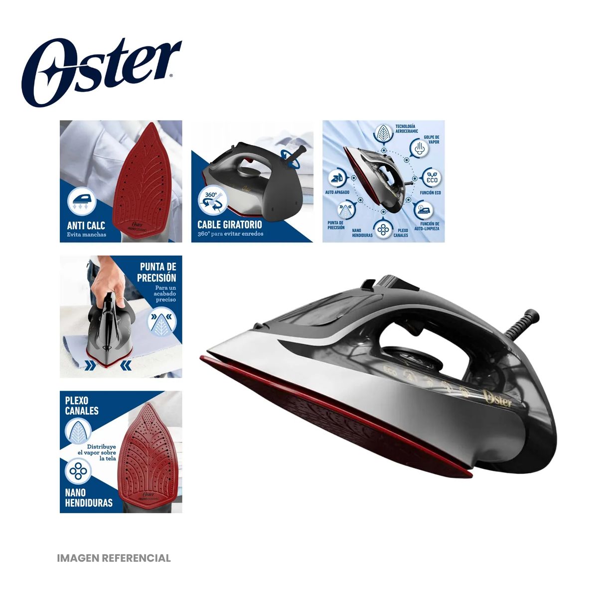 OSTER - Plancha de Vapor Oster GCSTAC6953 con Tecnología Aerocerámica
