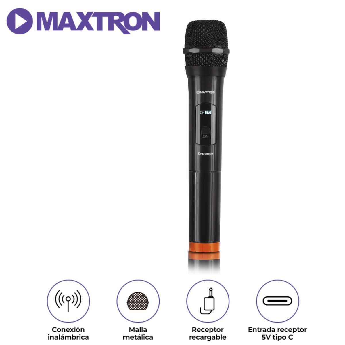 MAXTRON - Micrófono Inalámbrico Maxtron Crooner MX 758 Sensibilidad: 92dB