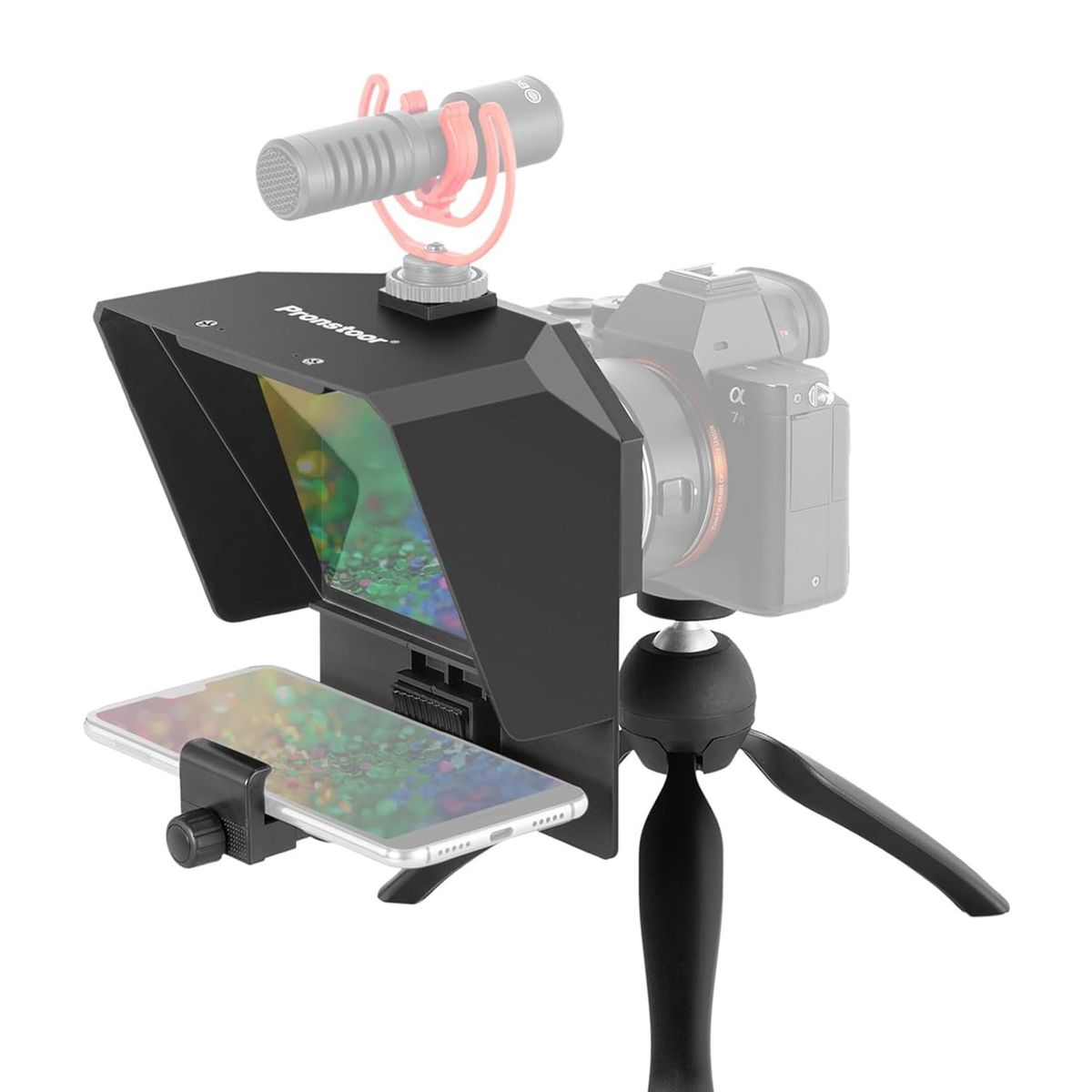 NEO DIGITAL - Teleprompter 7,5 pulgadas con trípode de mesa para celular cámara T1