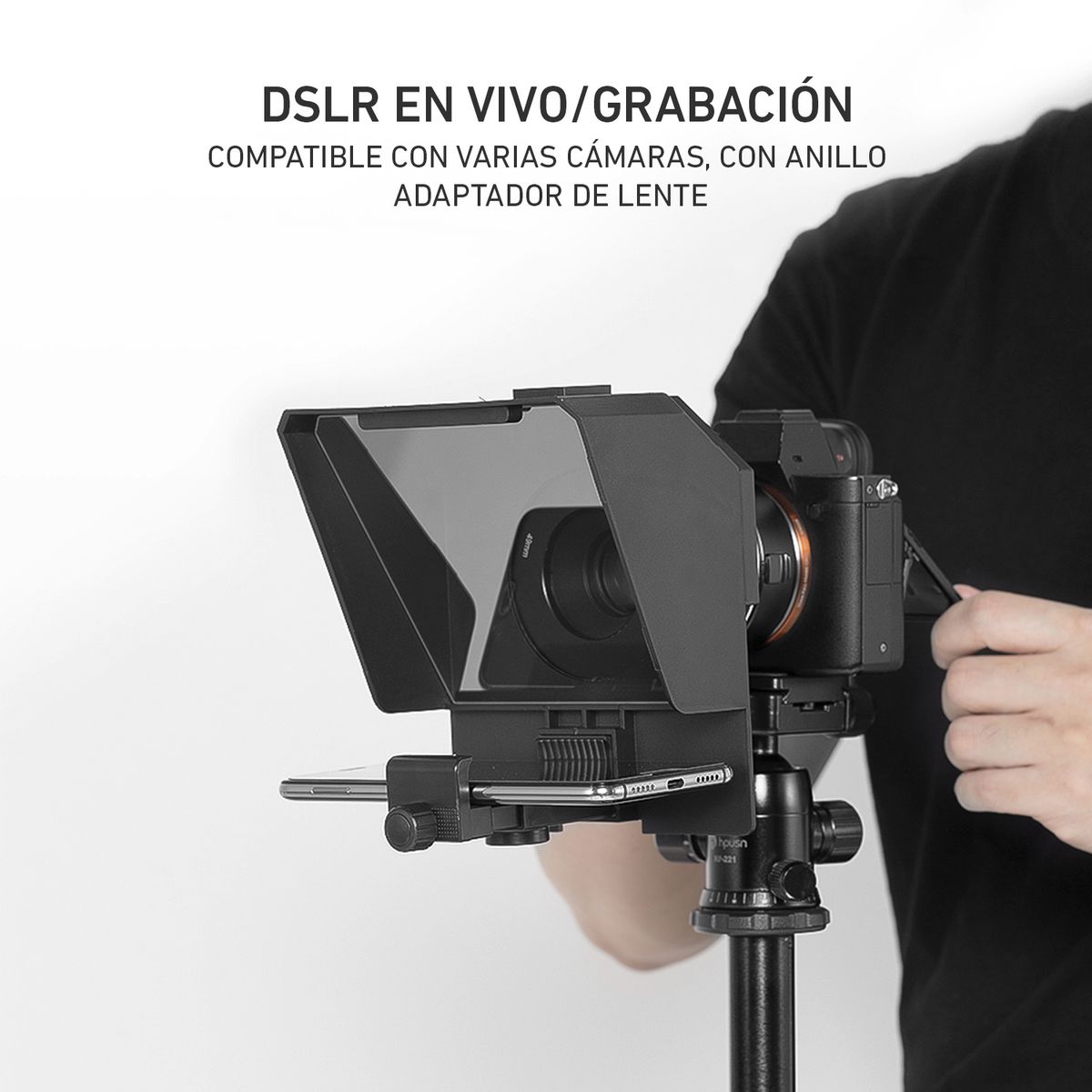 NEO DIGITAL - Teleprompter 7,5 pulgadas con trípode de mesa para celular cámara T1