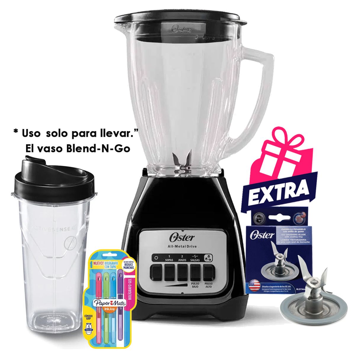 OSTER - Licuadora Oster 2 velocidades más Blend-N-Go de Tritan