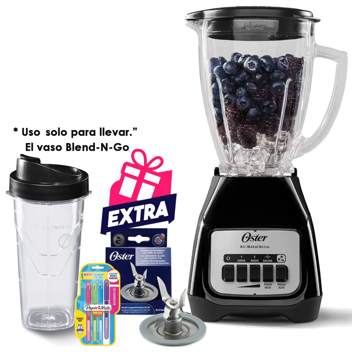 OSTER - Licuadora Oster 2 velocidades más Blend-N-Go de Tritan