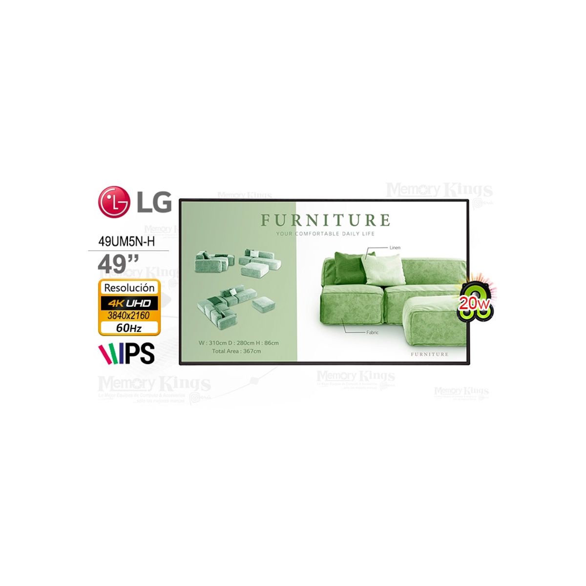 LG - Pantalla Lg 49Um5N-H 49" 4K Uhd Para Digital Signage - Alta Definición Y Gran Visibilidad