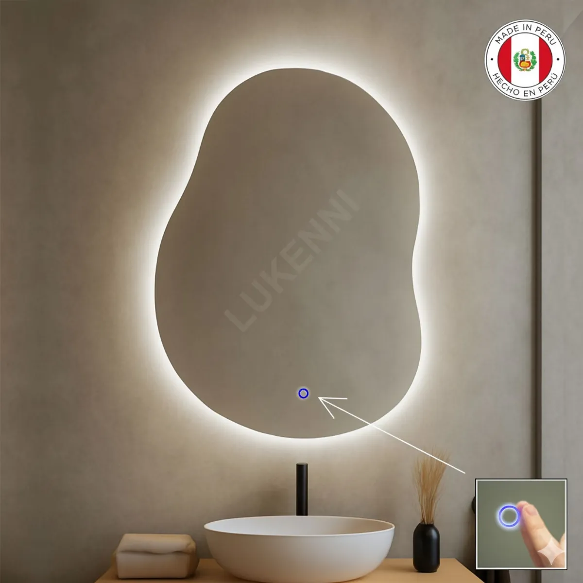 OEM - Espejo LED Tactil 50x70 cm TEMUC Luz blanca