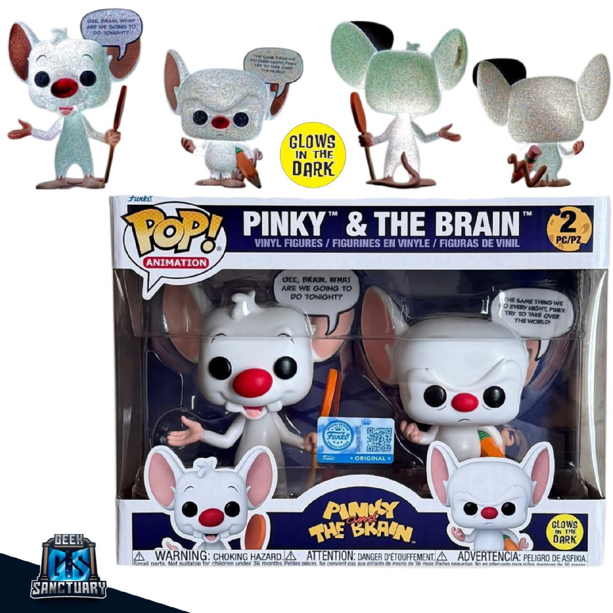 FUNKO - POP 2-PACK PINKY AND THE BRAIN GLOW - PINKY Y CEREBRO EXCLUSIVO FUNKO SHOP