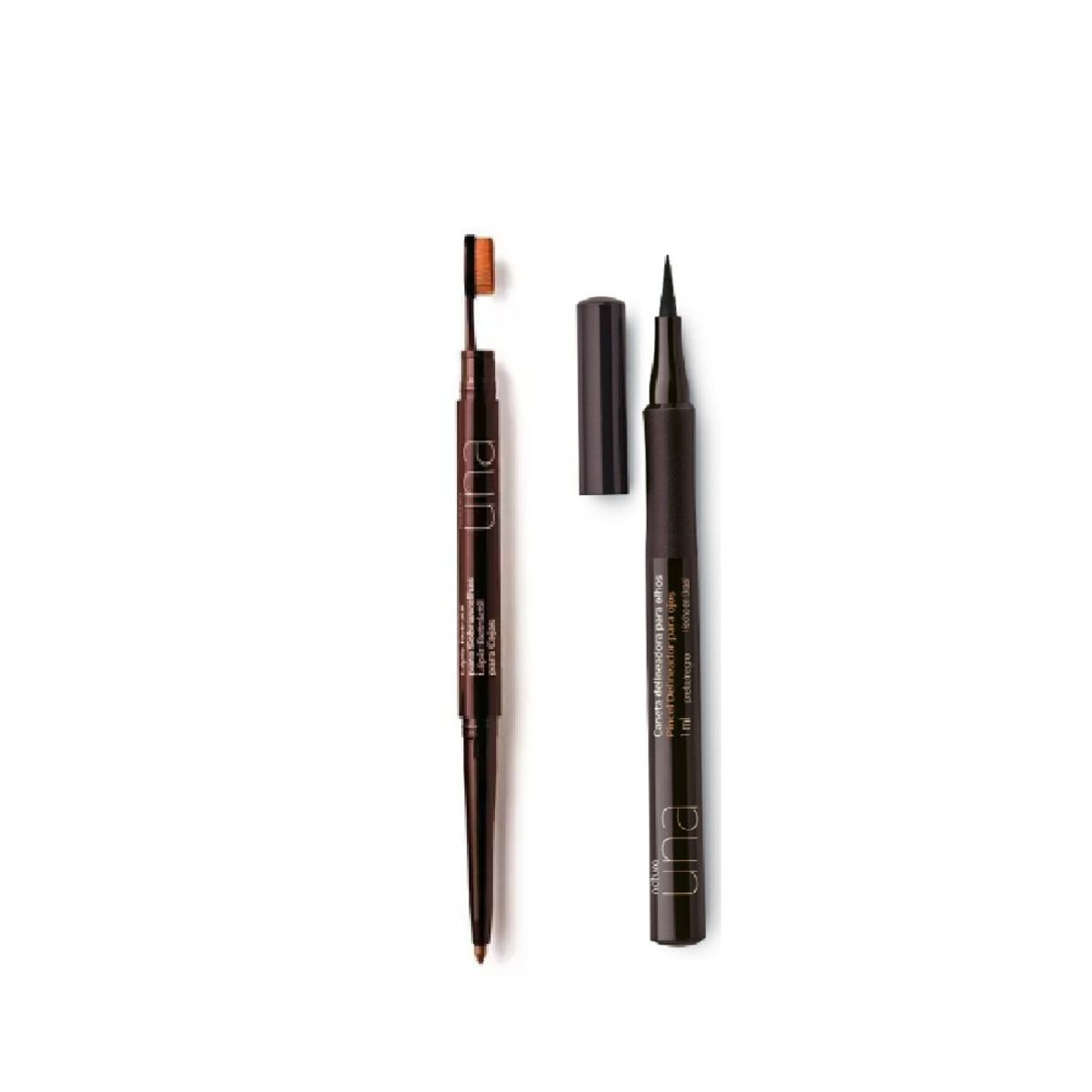 NATURA - Lapiz Retractil para Cejas castaño y caneta para ojos negro