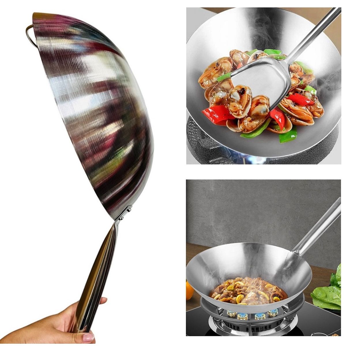 GENERICO - Sarten wok Chifero 36cm de Acero Inoxidable