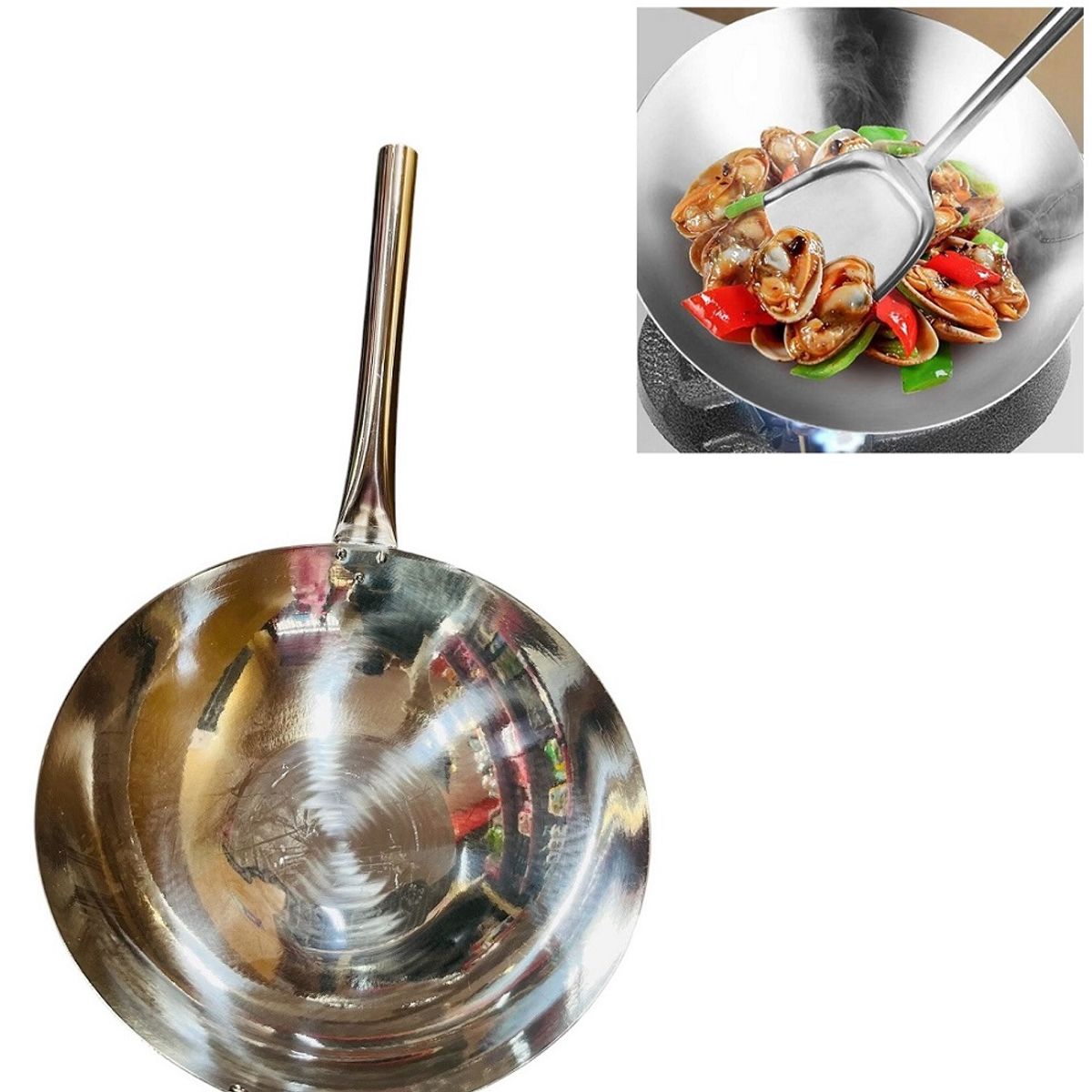 GENERICO - Sarten wok Chifero 36cm de Acero Inoxidable