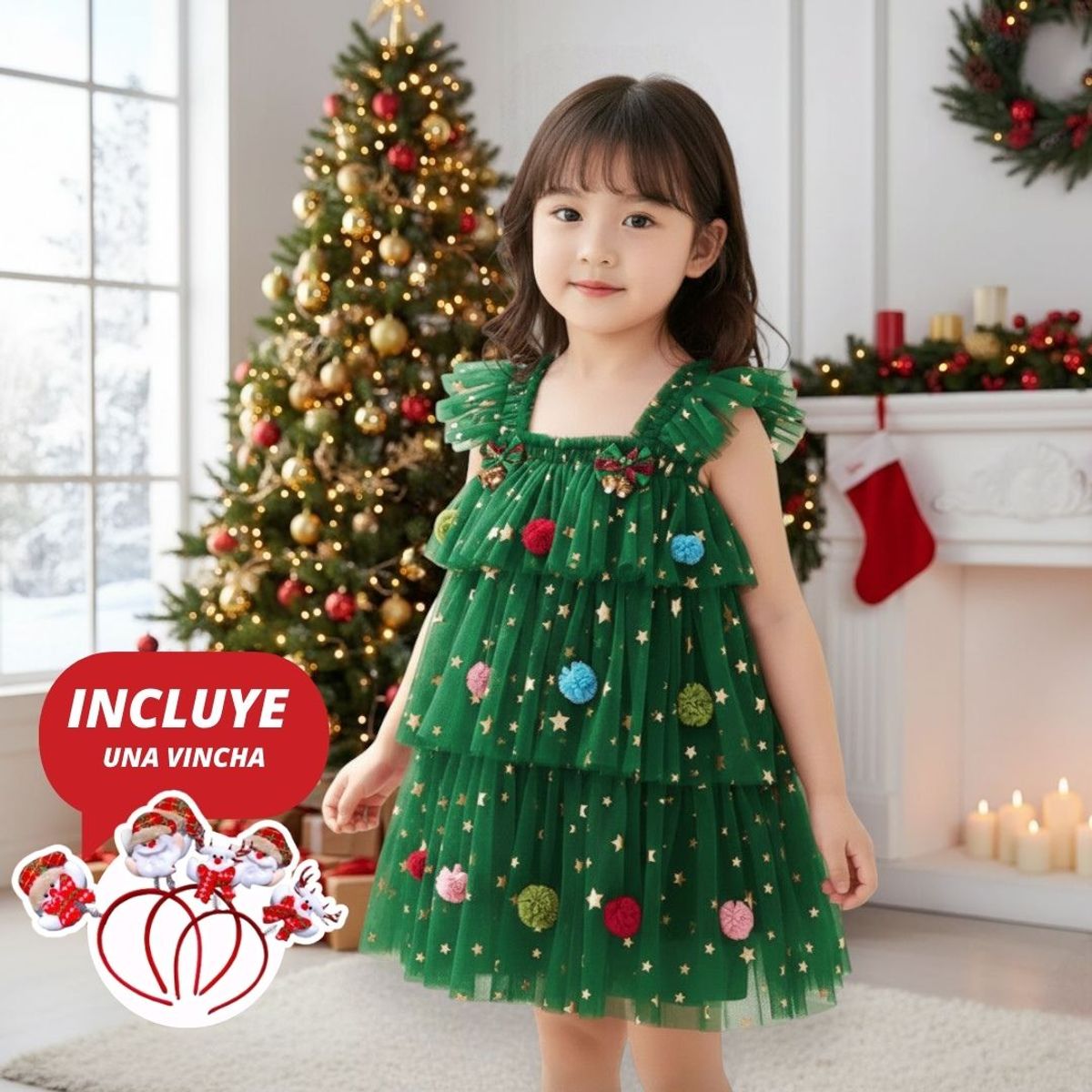 GENERICO - VESTIDO PARA NIÑA DE NAVIDAD