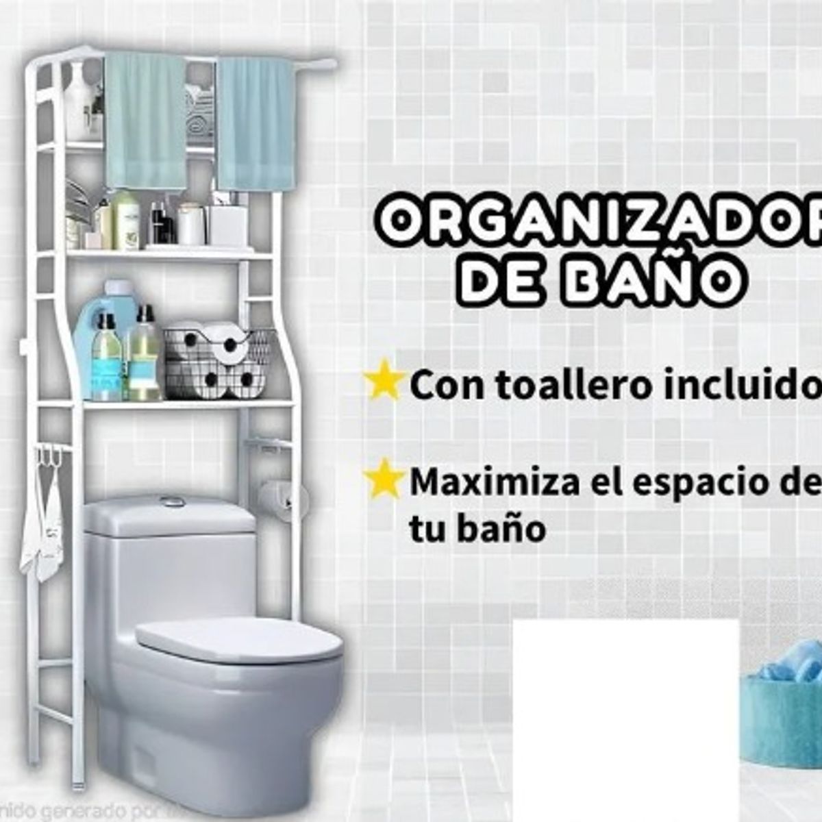 GENERICO - Estante Organizador Rack Multifuncional Baño Con Toallero 3 Niveles