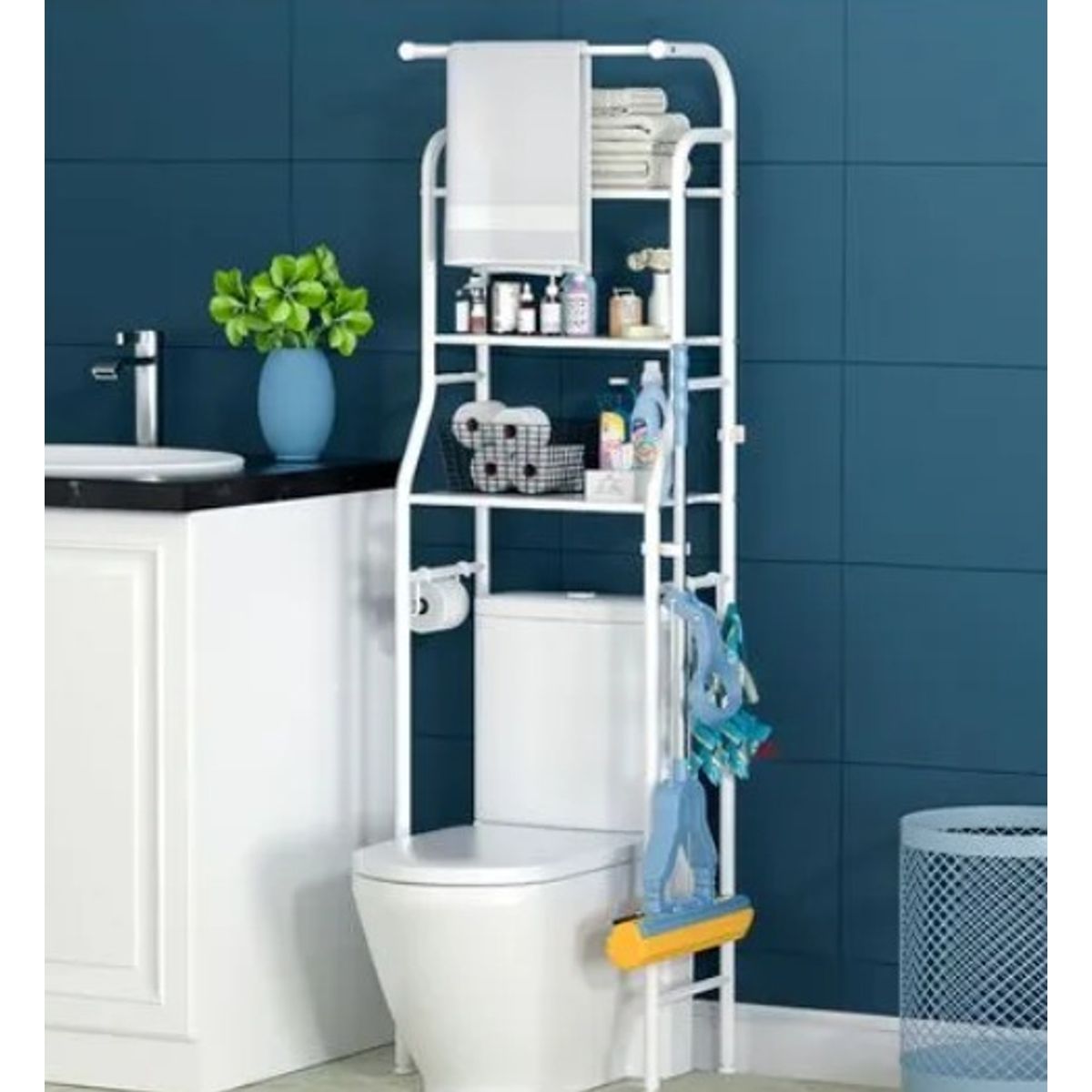 GENERICO - Estante Organizador Multifuncional Rack Baño Con Toallero 3 Niveles