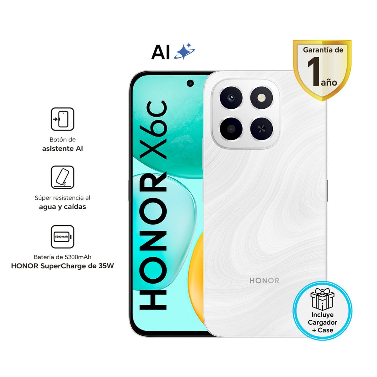 HONOR - Celular 4G Honor X6C 256GB 6GB 50MP Moonlight White