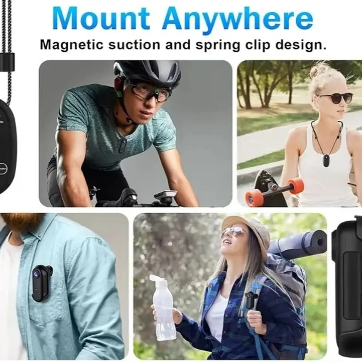 GENERICO - Mini Cámara Corporal Discreta Grabación Oculta Full Kit Clip Black