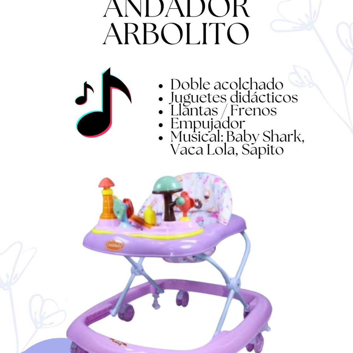 GENERICO - Andador Para Bebé Modelo Arbolito Lila Musical