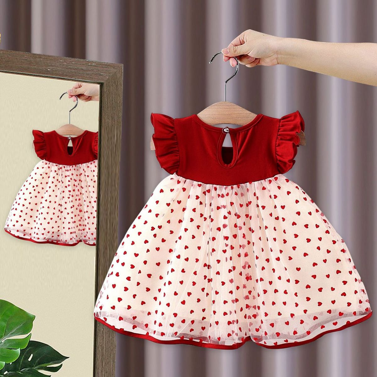 GENERICO - VESTIDO DE FIESTA DISEÑO CORAZONES PARA NIÑA