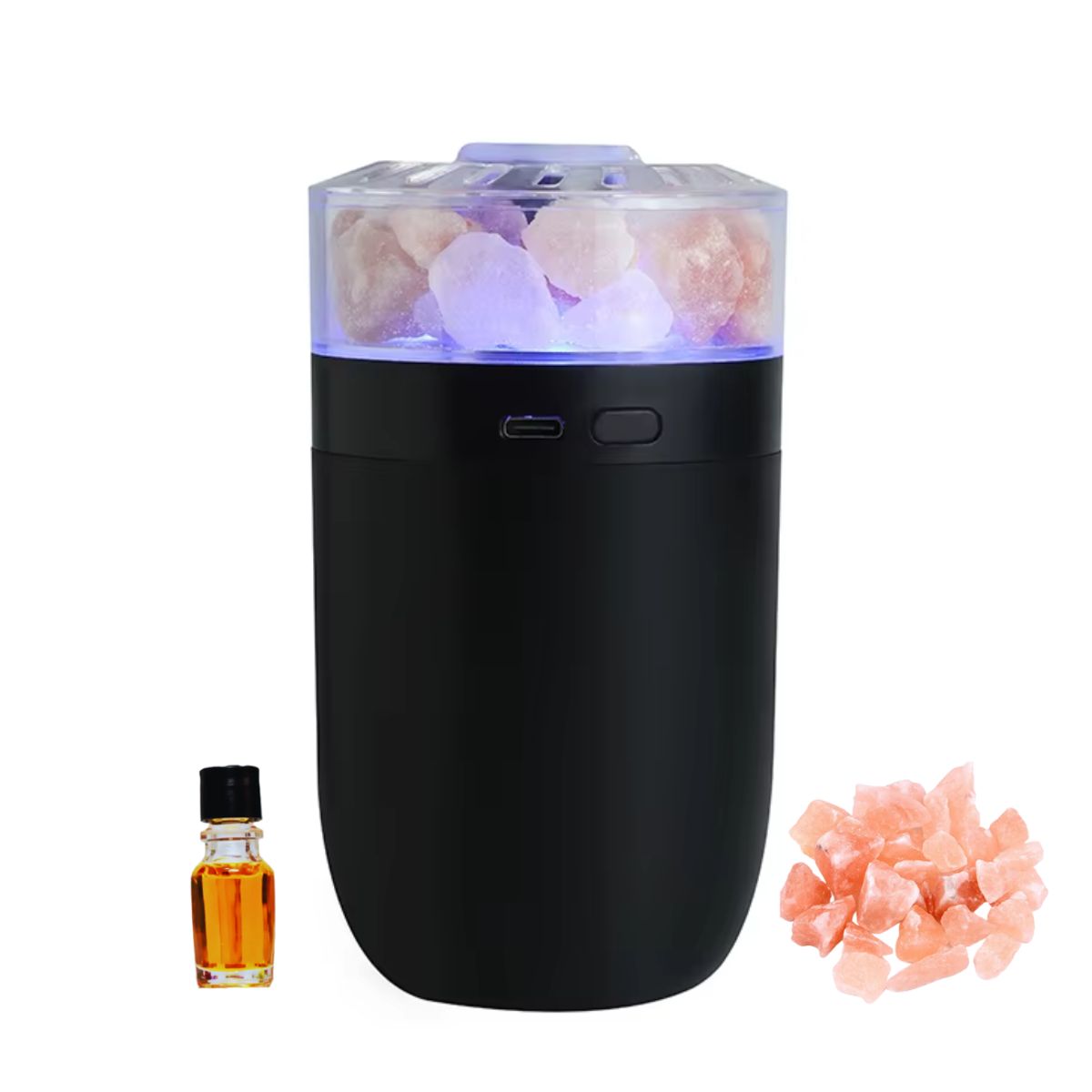 GENERICO - Humidificador Difusor Purificador Lámpara De Sal Negro Aromaterapia