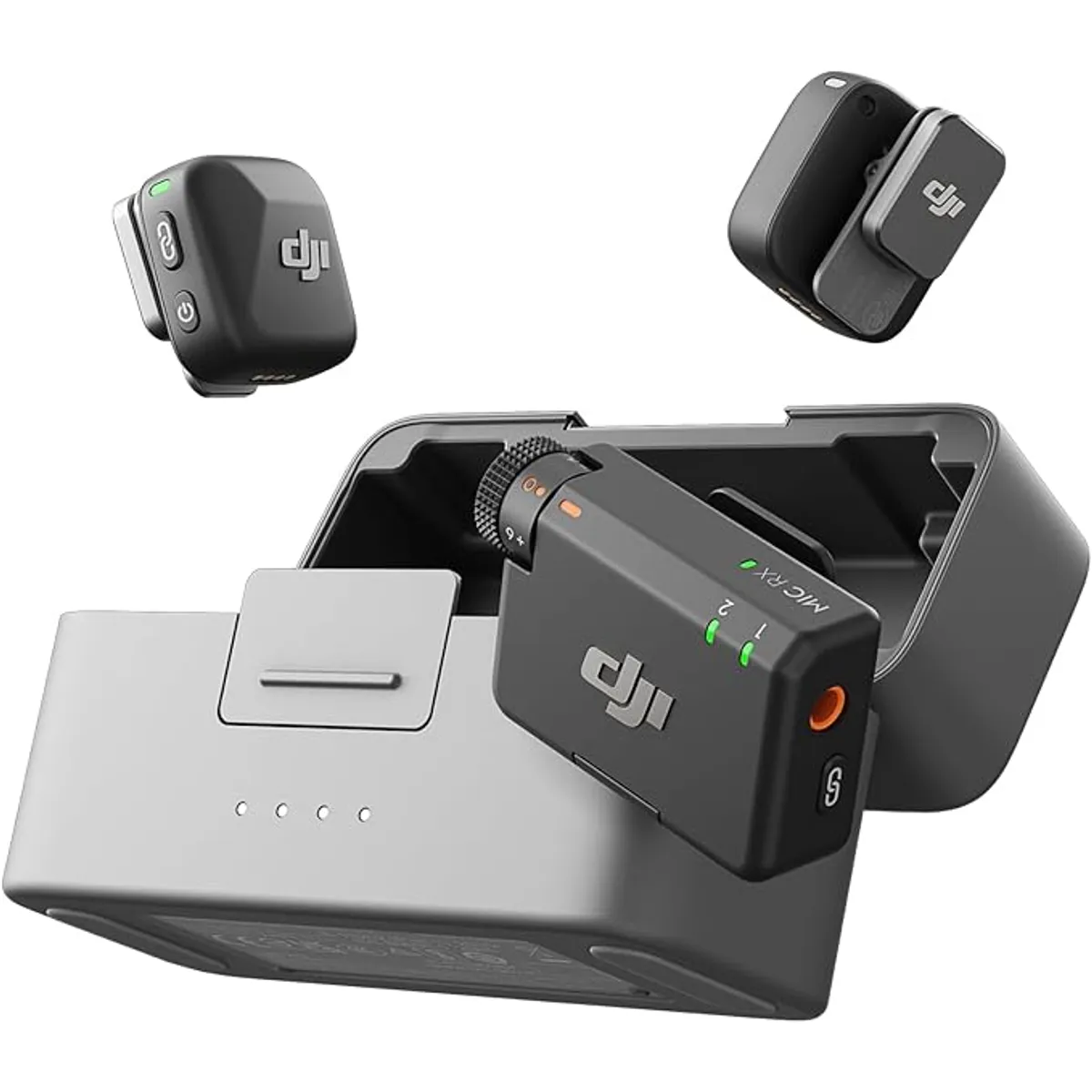 DJI - DJI Mic Mini (2 TX + 1 RX + estuche de carga), micrófono inalámbrico con cancelación de ruido