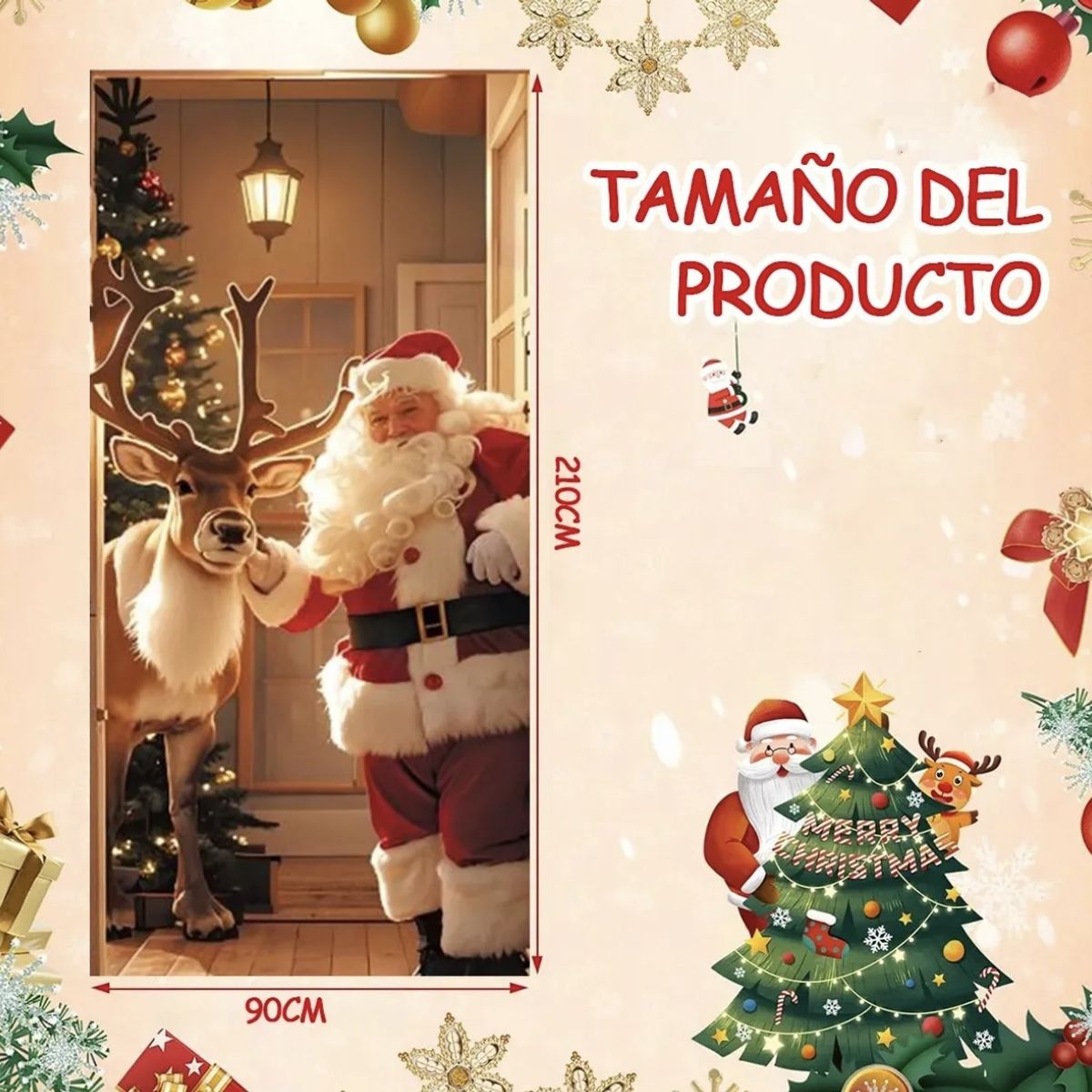 GENERICO - FUNDA PARA PUERTA NAVIDEÑA RENO PAPANOEL