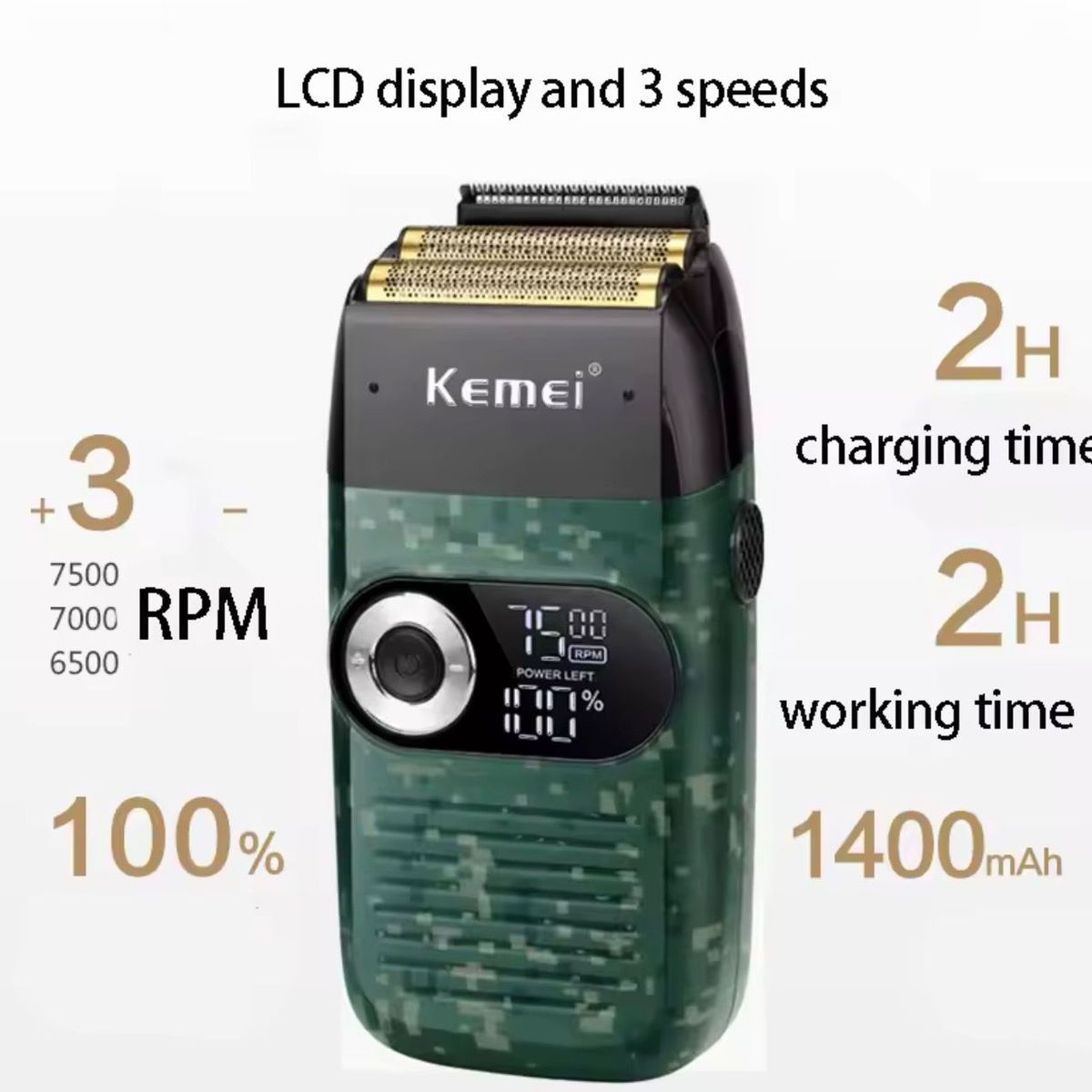 KEMEI - MAQUINA SHAVER AFEITADORA KEMEI 2027