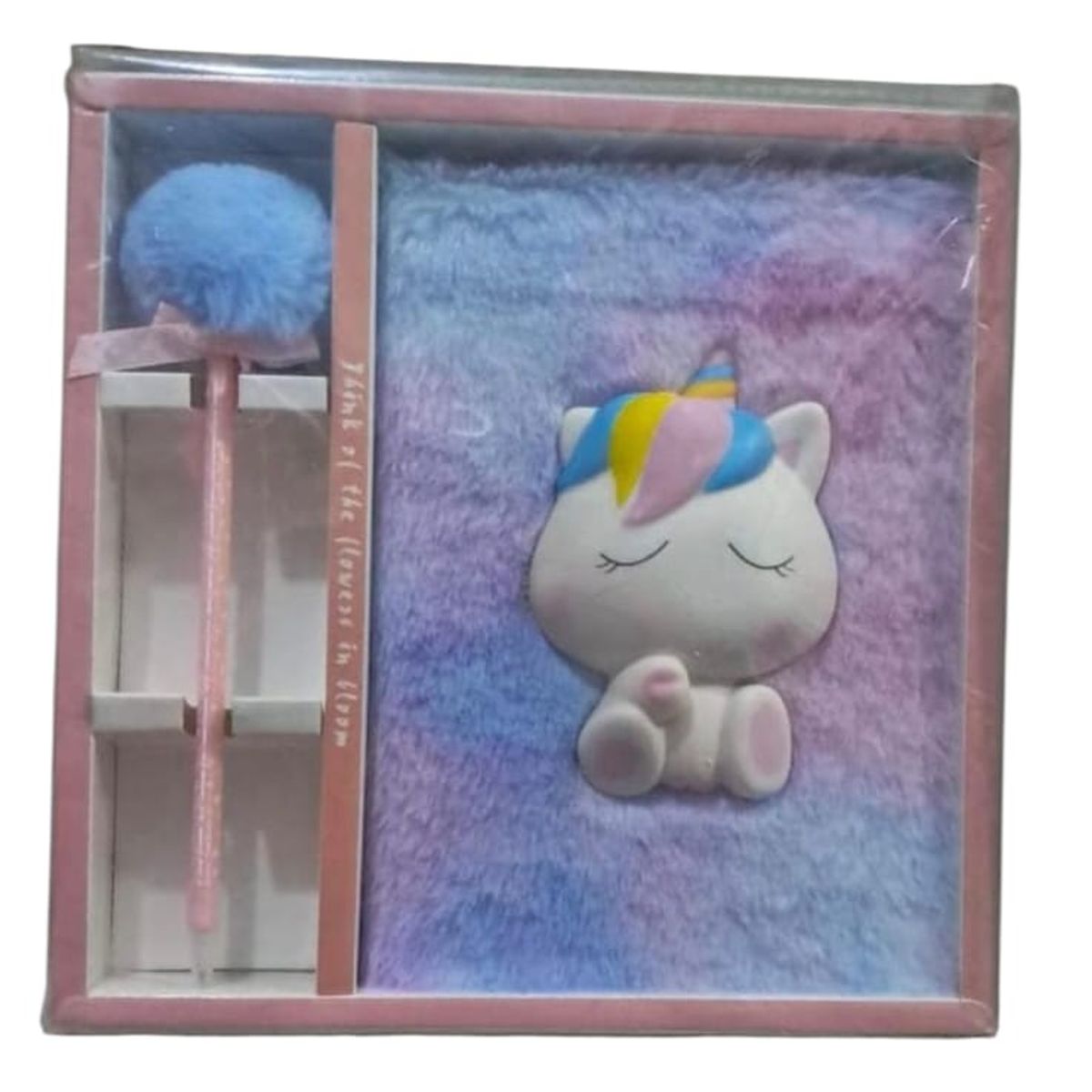 GENERICO - DIARIO CUADERNO PELUCHE UNICORNIO BEBE CON LAPICERO EN CAJA