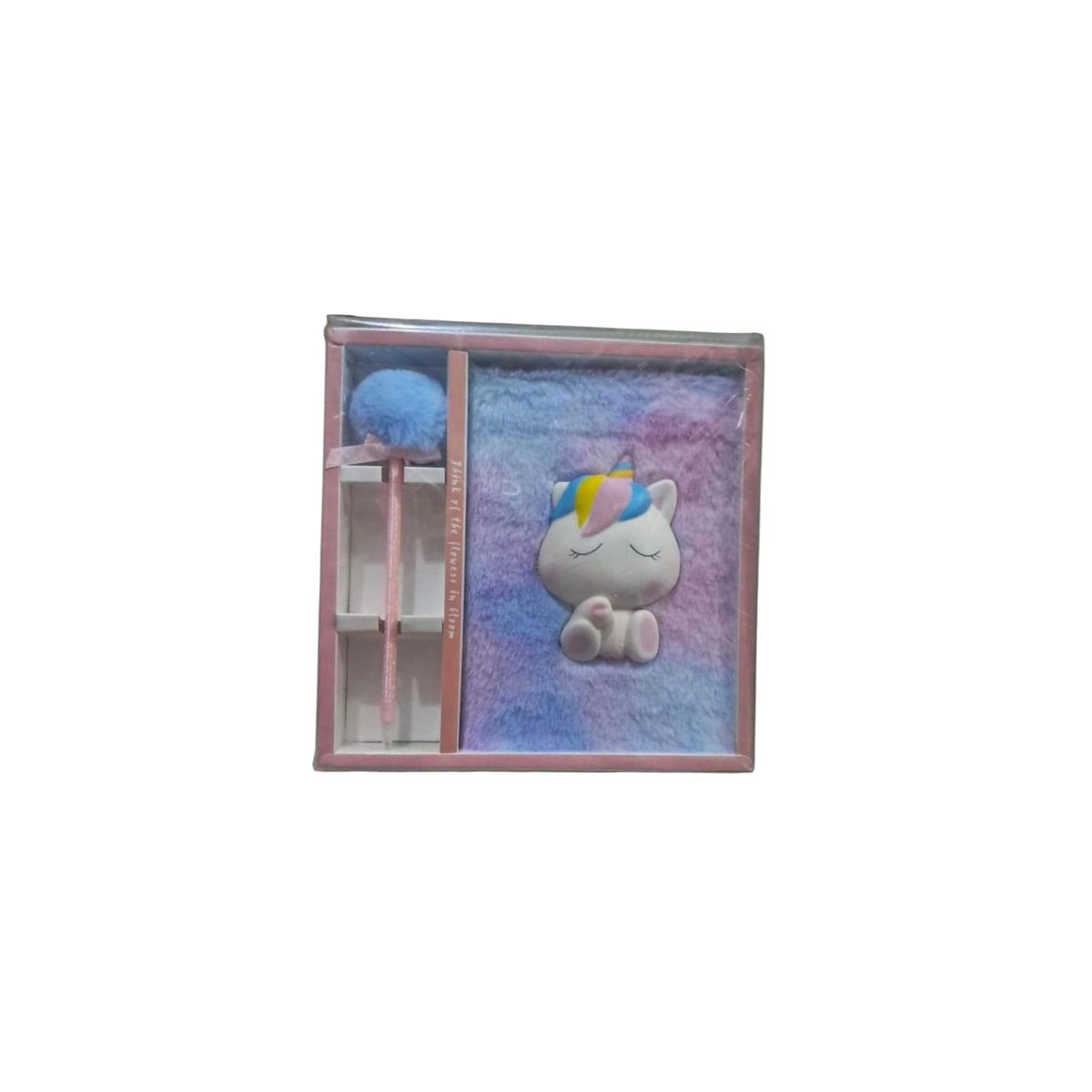 GENERICO - DIARIO CUADERNO PELUCHE UNICORNIO BEBE CON LAPICERO EN CAJA