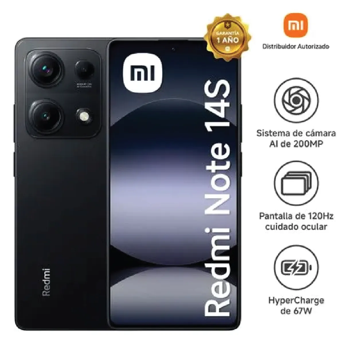 XIAOMI - Celular Xiaomi Redmi Note 14S 256GB 8GB RAM 200mpx - Negro
