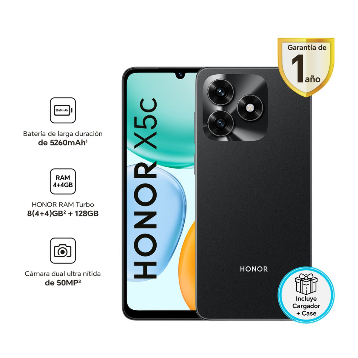 HONOR - Celular 4G Honor X5c 128GB 4GB 50MP Midnight Black