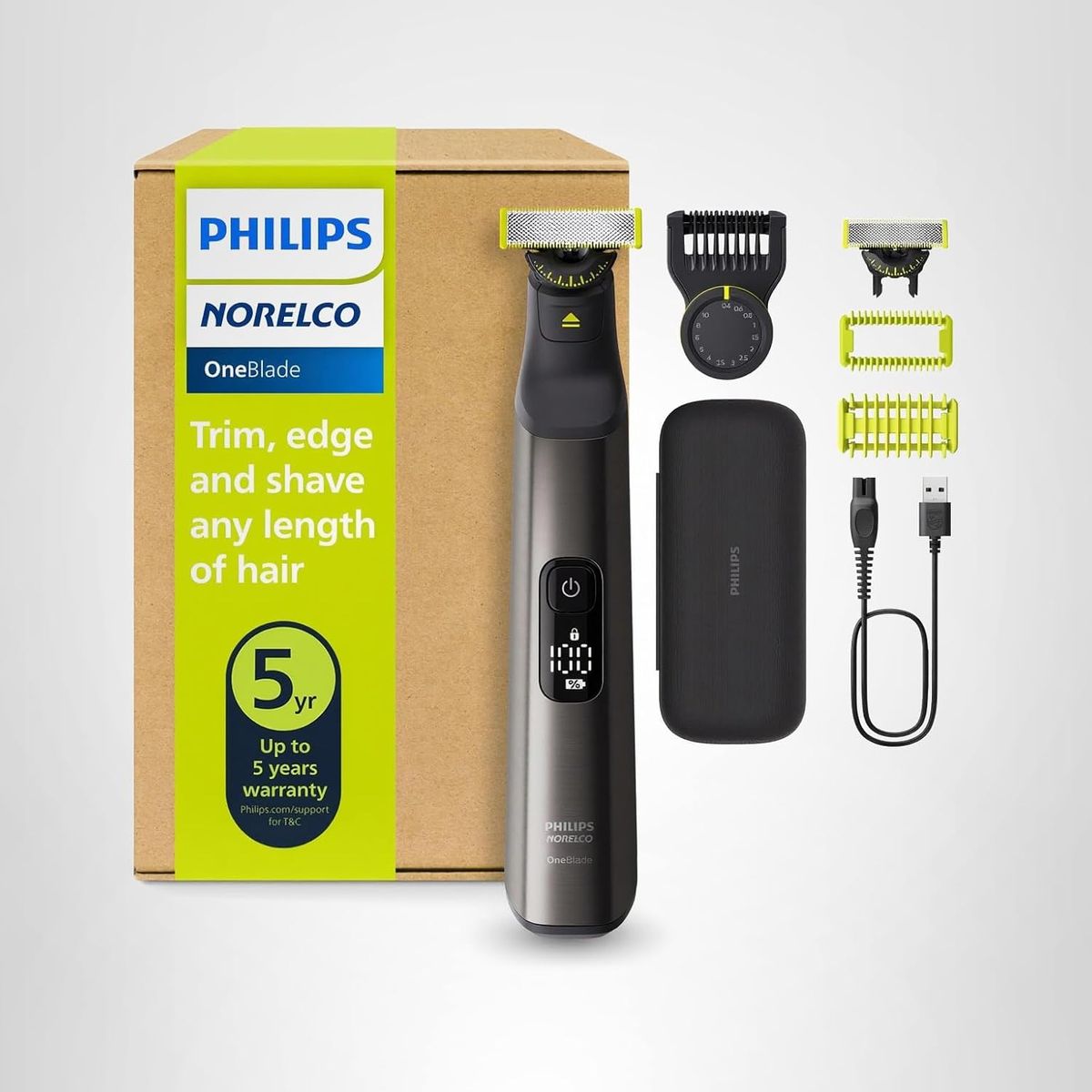 PHILIPS - Rasuradora Afeitadora Philips OneBlade Pro 360 Cara + Cuerpo - Indicador LED - 20 medidas