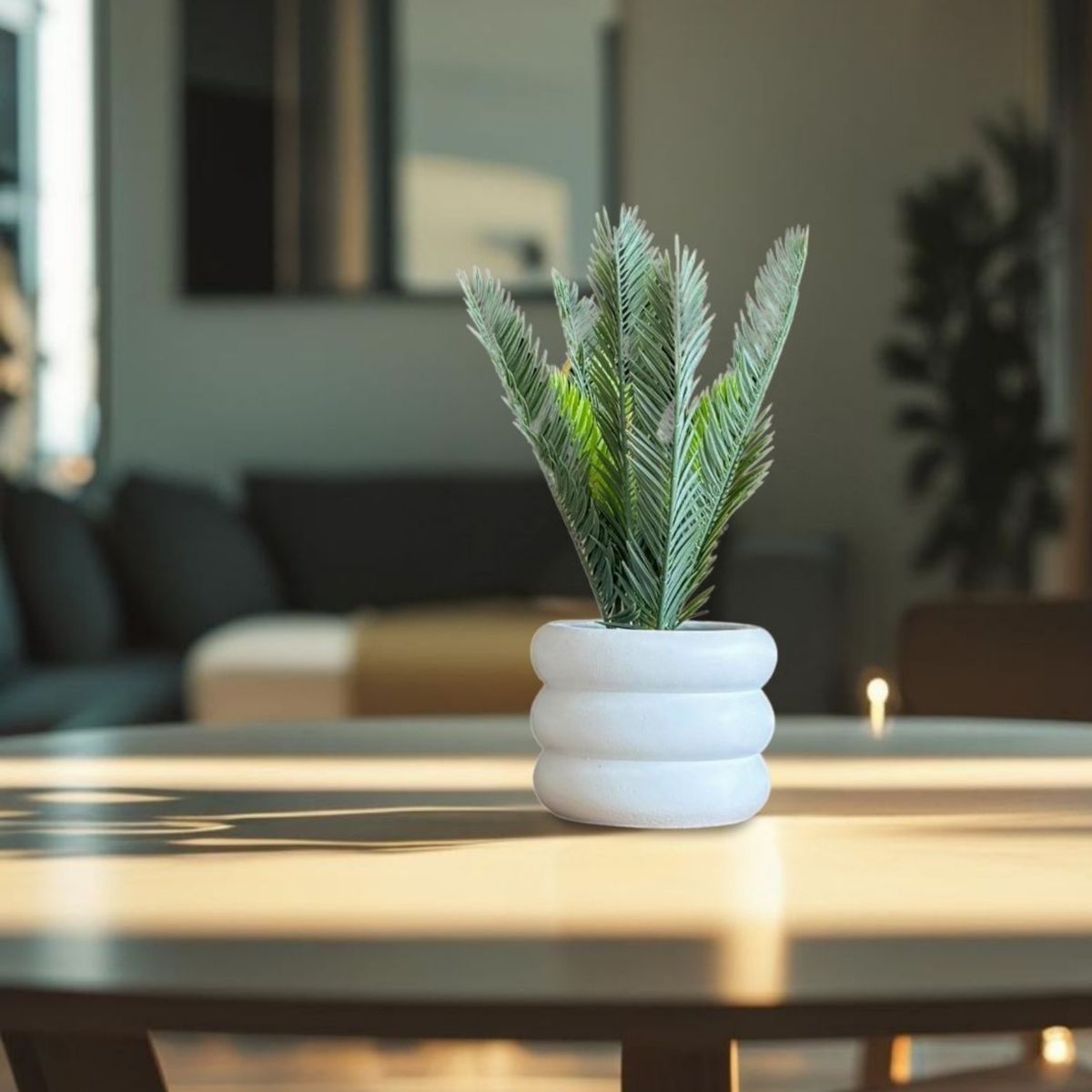 LAR DANIELSEN - Macetero blanco mate con diseño anillado 13 cm alto -  Kyoto