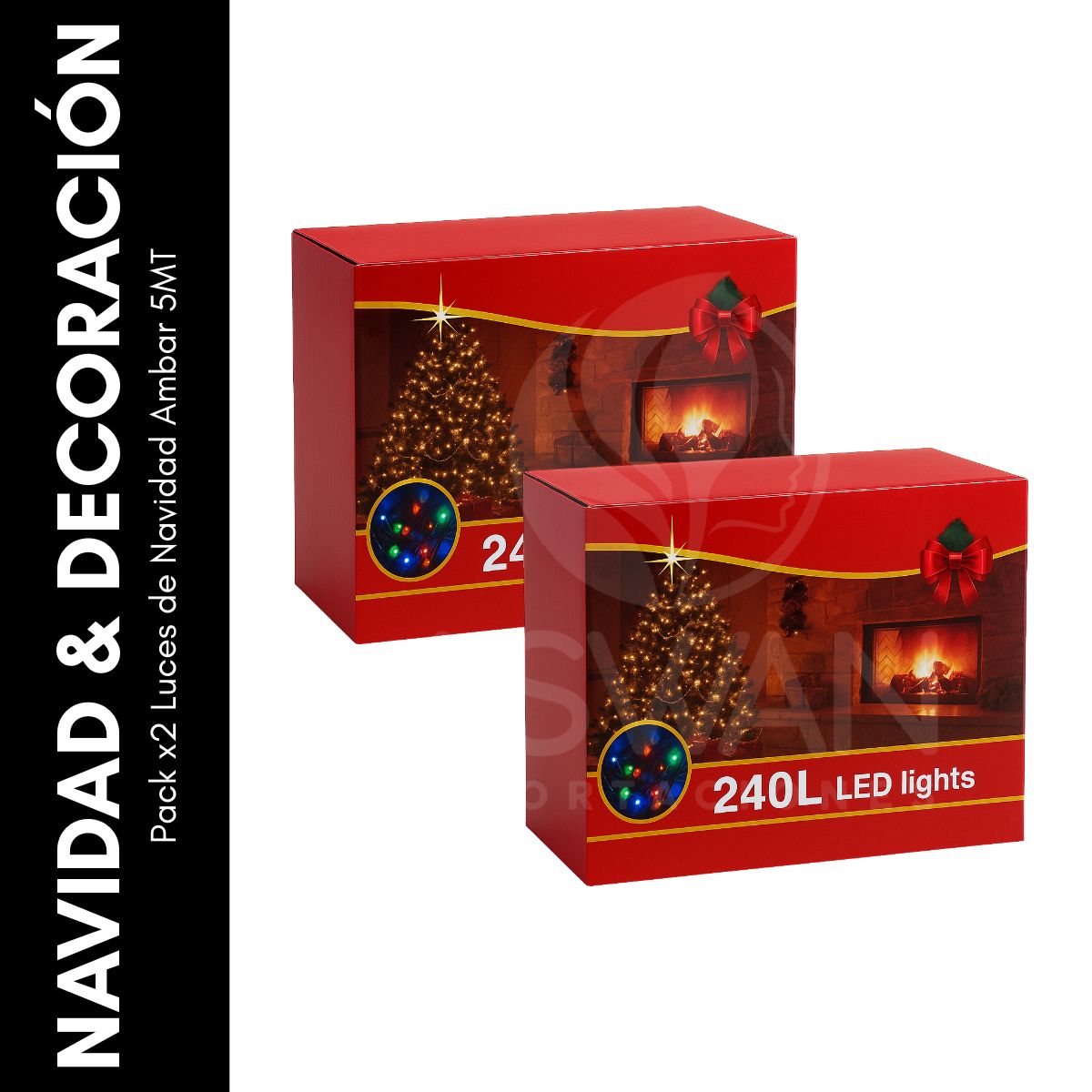 GENERICO - Pack x2 Luces de Navidad Ambar 5MT