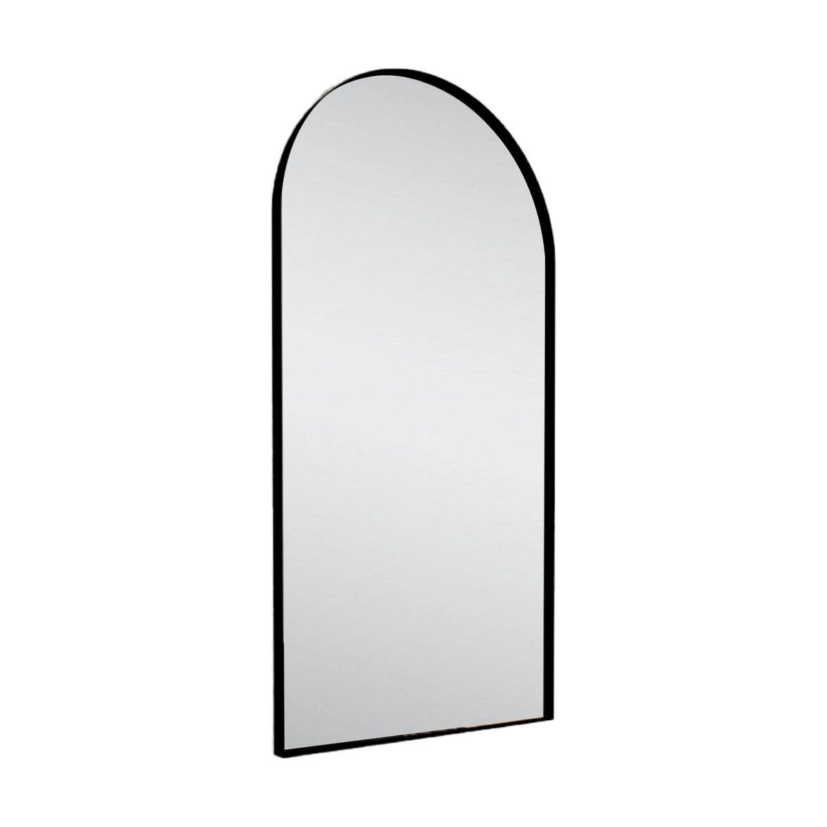 FMFURNITURE - Espejo Con Superior Redondo y Marco Negro 120x60x35 Cm