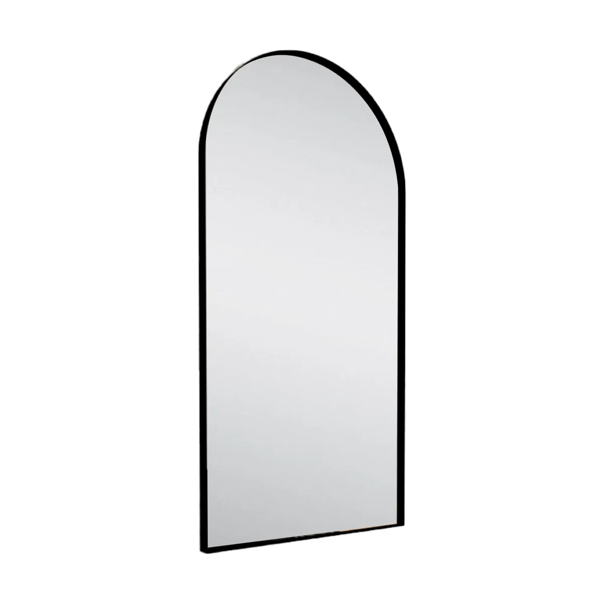 FMFURNITURE - Espejo Con Superior Redondo y Marco Negro 120x60x35 Cm