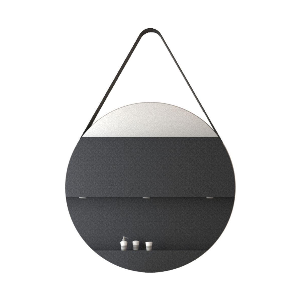 FMFURNITURE - Espejo Decorativo en Cuero Forma Circular 80x80x3 Cm