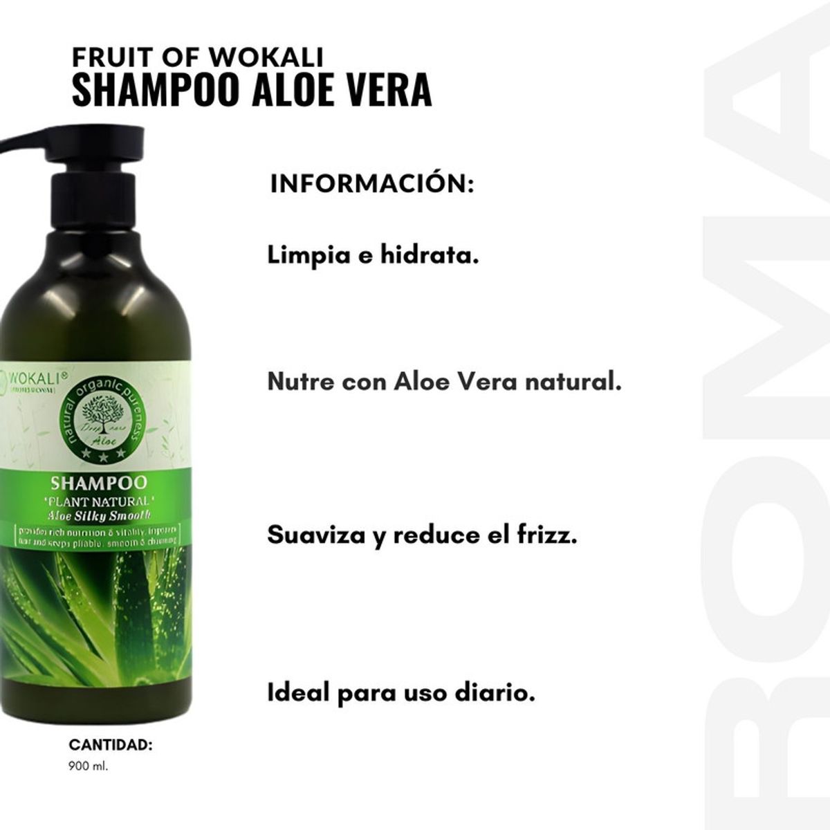 WOKALI - PACK 3 SHAMPOO ALOE VERA 900ML WOKALI