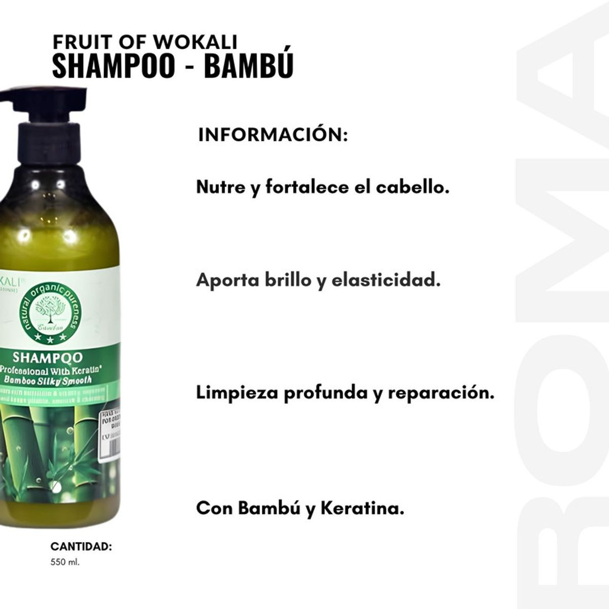 WOKALI - PACK 3 SHAMPOO DE BAMBÚ 550ML WOKALI