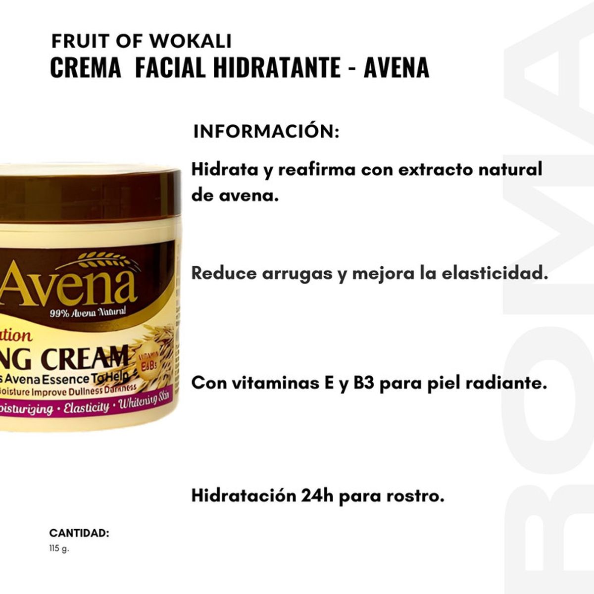 WOKALI - CREMA FACIAL HIDRATANTE AVENA 115G WOKALI