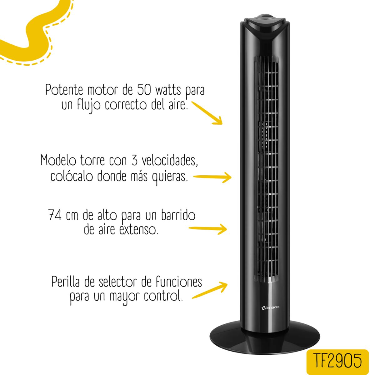 IMACO - Ventilador Imaco de Torre 50watts -Negro
