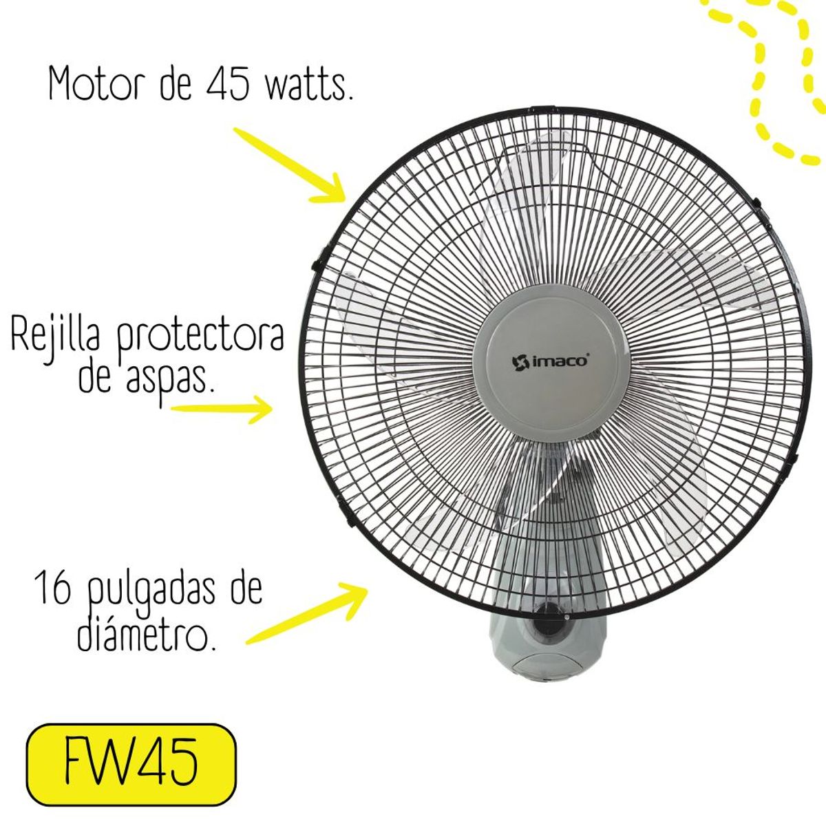 IMACO - Ventilador de Pared Imaco de 16 Gris - FW450