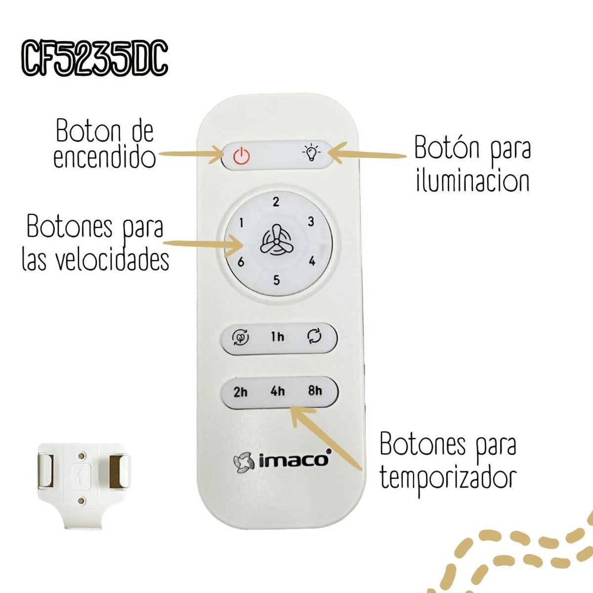 IMACO - Ventilador de techo 52 con luz y control remoto Imaco CF5235DC