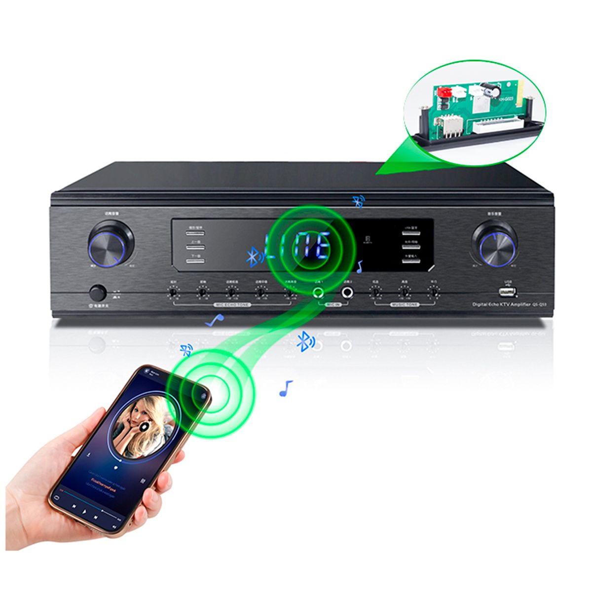 GO SELECT - Panel Amplificador de Sonido 80 Watts Bluetooth 5.0 Mp3 Fm Auxiliar.