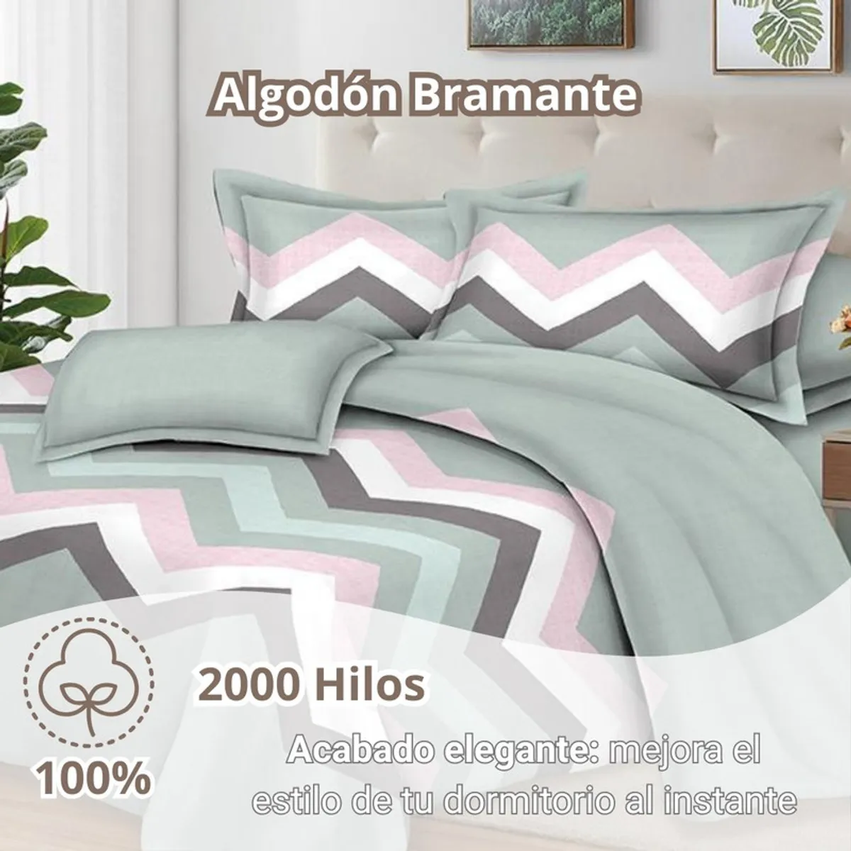 Pentha - Juego de Sábanas 100% Suave Algodón 2Plazas 4 Piezas 2000 Hilos Menta